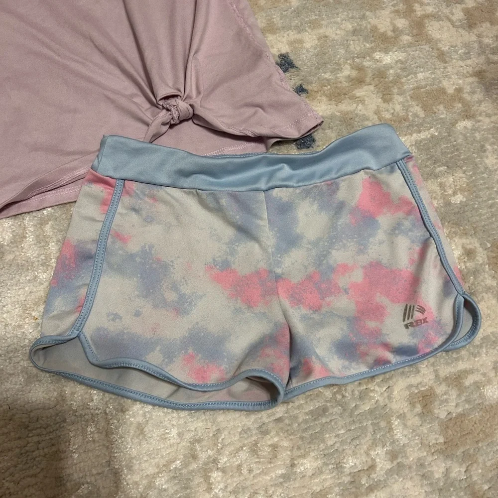 Girls lavender  T-Shirt and Tie-Dye Shorts Set